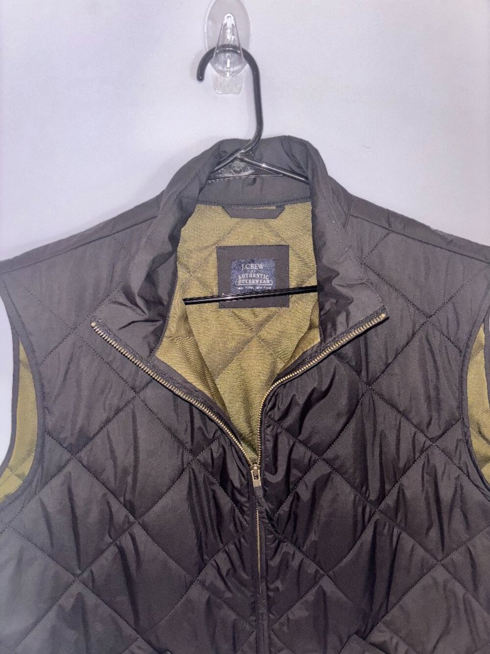 J Crew Mens Size XL Distressed Quilted Full Zip Puffer Vest Jacket Black